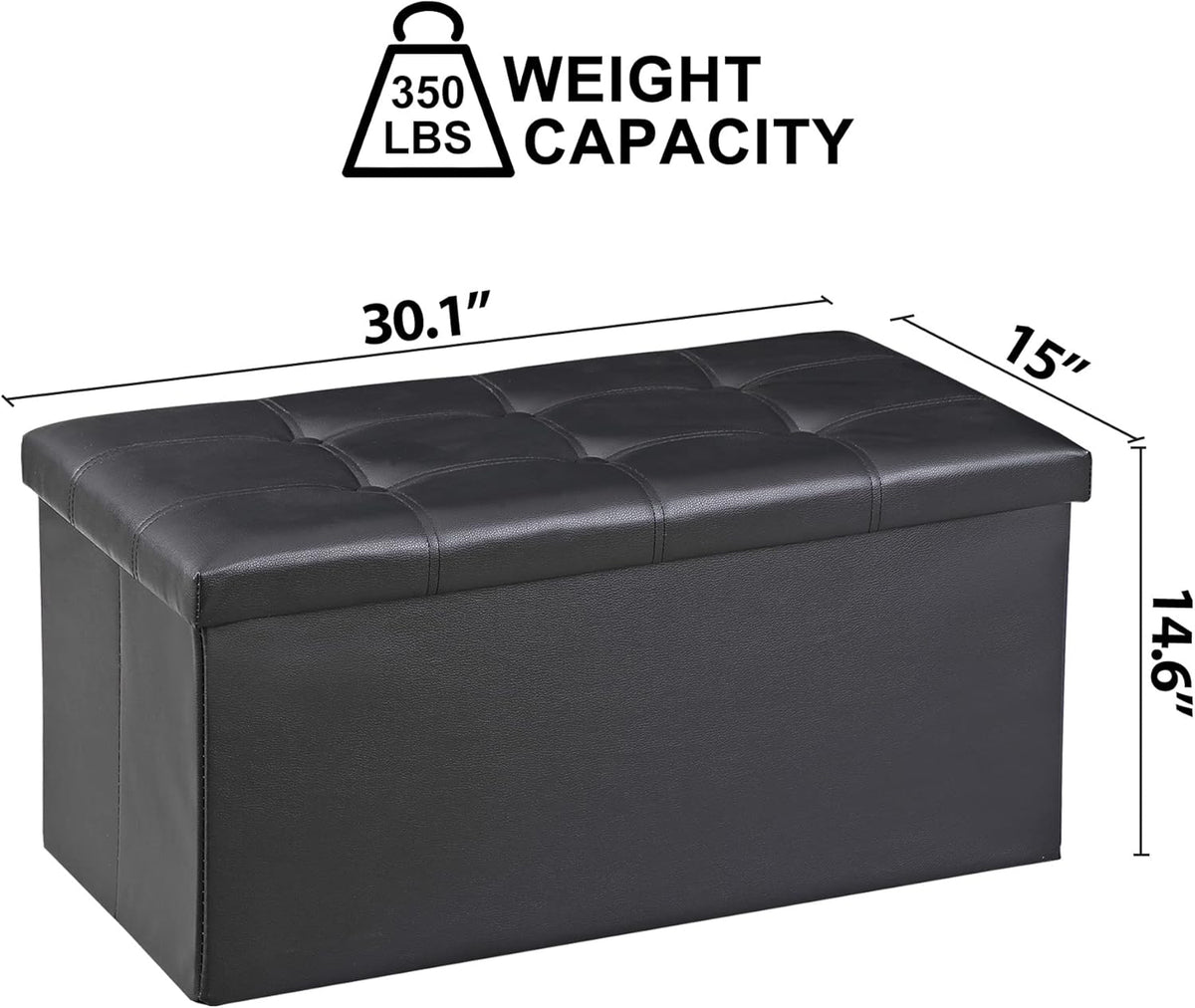 SUPER DEAL 30 inches Folding Ottoman with Storage, Bedroom Footrest Bench, Rectangle Sotrage Chest