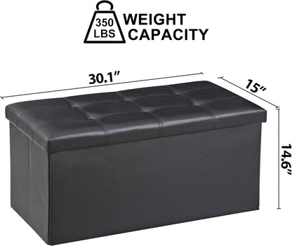 SUPER DEAL 30 inches Folding Ottoman with Storage, Bedroom Footrest Bench, Rectangle Sotrage Chest