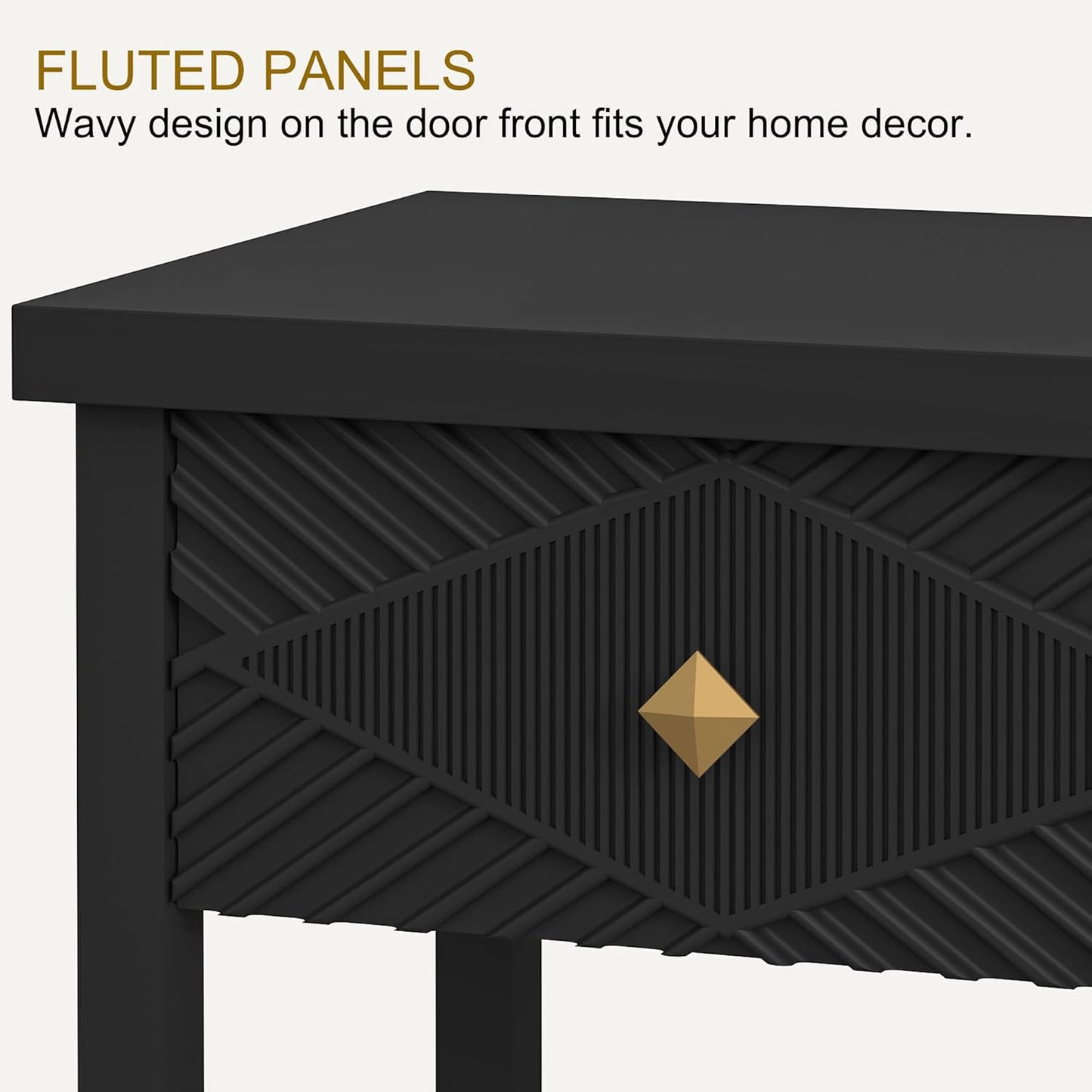 47" Console Table with 3 Drawers, Fluted Narrow Long Entryway Table with Storage Shelf, Accent