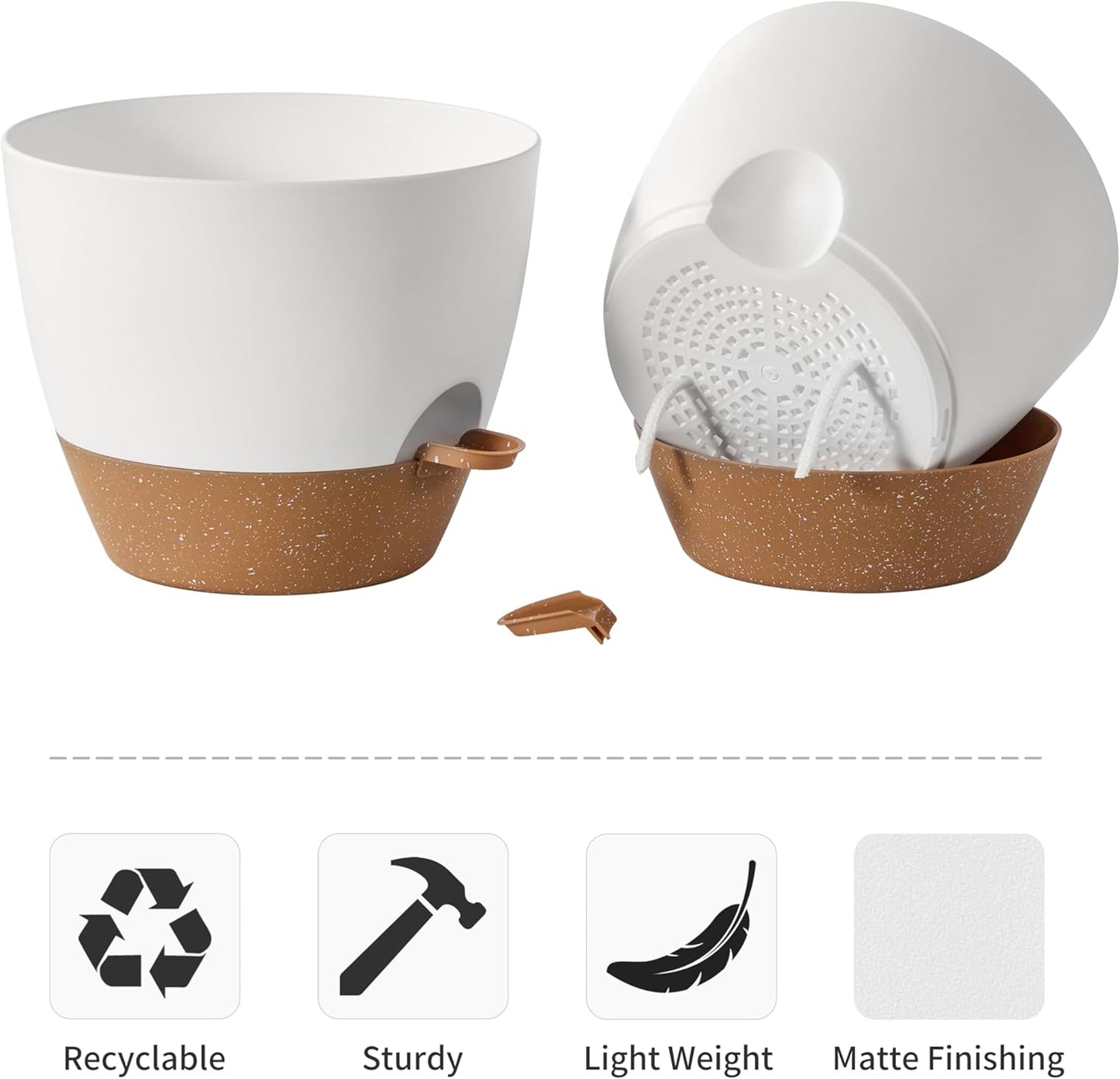 FaithLand 3-Pack Planter Pots, 10 9 8 Inch Self Watering Flower Pots for Indoor Outdoor Garden