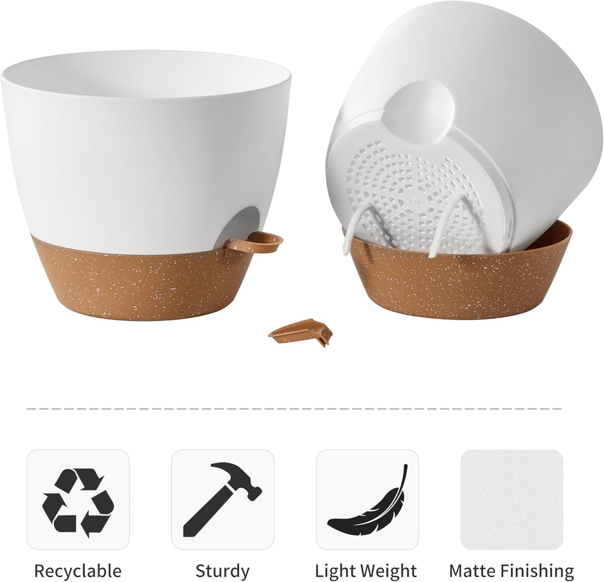 FaithLand 3-Pack Planter Pots, 10 9 8 Inch Self Watering Flower Pots for Indoor Outdoor Garden