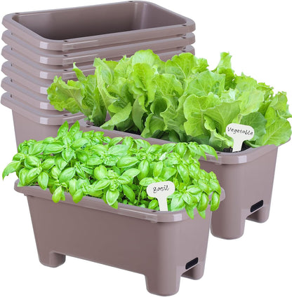 Self-Watering Rectangle Planter Boxes 8-Pack, 15.7-Inch Window Box Planter with Drainage Holes &