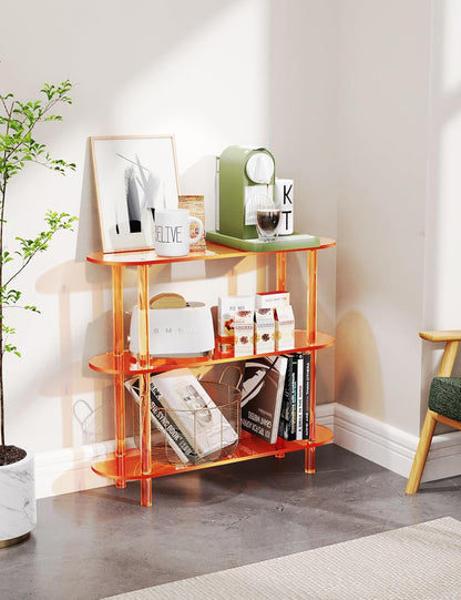 Clear Bookshelf, Acrylic Bookcase with Open Book Shelf for Office Living Room Bedroom (3 Tier