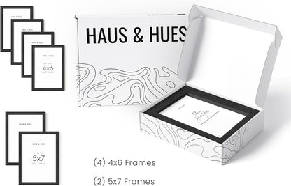 HAUS AND HUES Black Oak Wood Gallery Wall Tabletop Frames Made with Real American Oak and