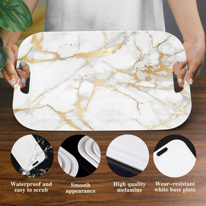 Serving Trays with Handles, 14.5 x 9.8 inch Rectangular Plastic Tray for Restaurant, Kitchen