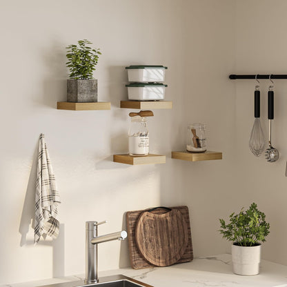 Square Floating Shelves for Wall, 8" W x 8" D x 1.2" H, Small Wooden Wall Mounted Display Shelves