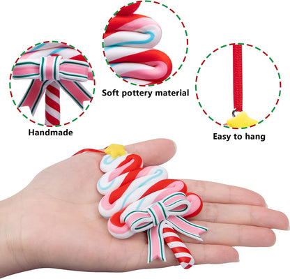 codree 8 PCS Christmas Lollipop Ornaments- Christmas Candies Polymer Clay Ornament- Xmas Decor