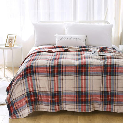 MERRYLIFE Plaid Throw Blanket for Couch | Soft Decorative Ultra-Plush Colorful| Throw Size Travel