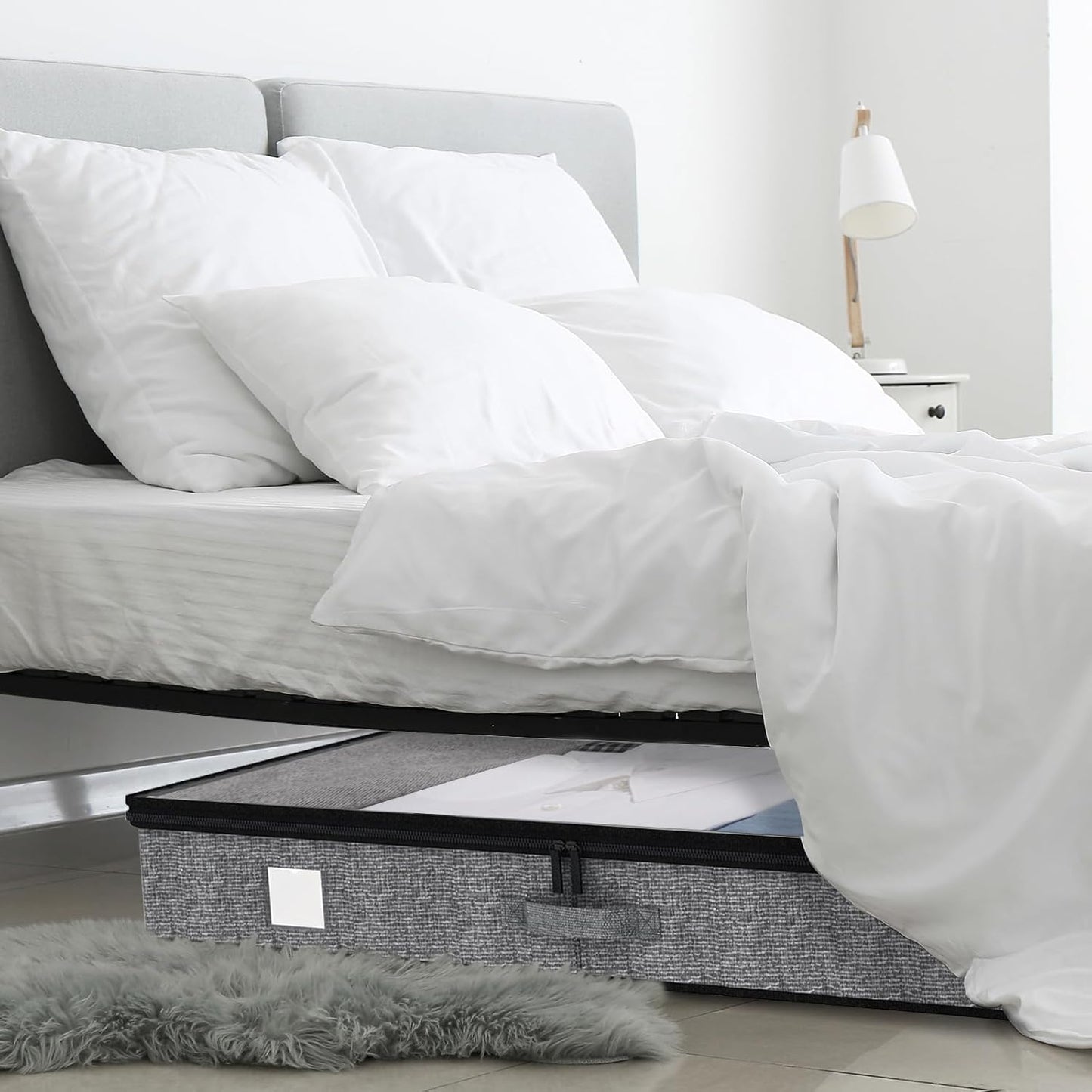 Fixwal 2 Pack Under Bed Storage Containers, Below 4.5 Inches Low Profile Underbed Organizer Clothes
