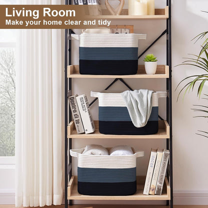 Storage Basket for Organizing, Woven Baskets for Storage, Rectangle Decorative Baskets for Shleves