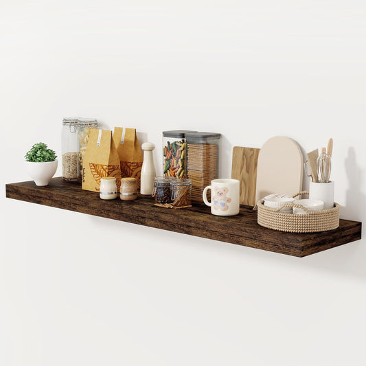 Floating Shelves 55 Inch Long, 55 x 12 Large Floating Shelf Wall Mounted, 12 Inch Wide Floating