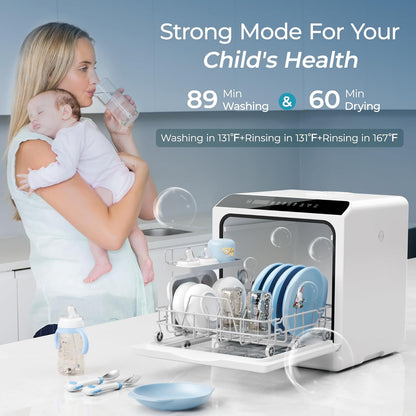 EUHOMY Mini Portable Dishwasher Countertop Compact Dishwashers, Tabletop Small Dishwasher with 5L