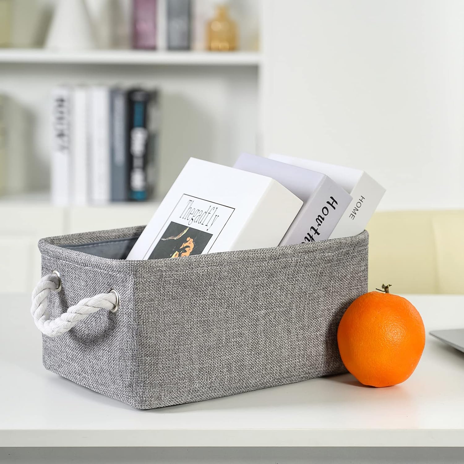 TheWarmHome Storage Bins for Shelves - 11.8x7.9x5.2 inch Grey Small Storage Baskets for Organizing