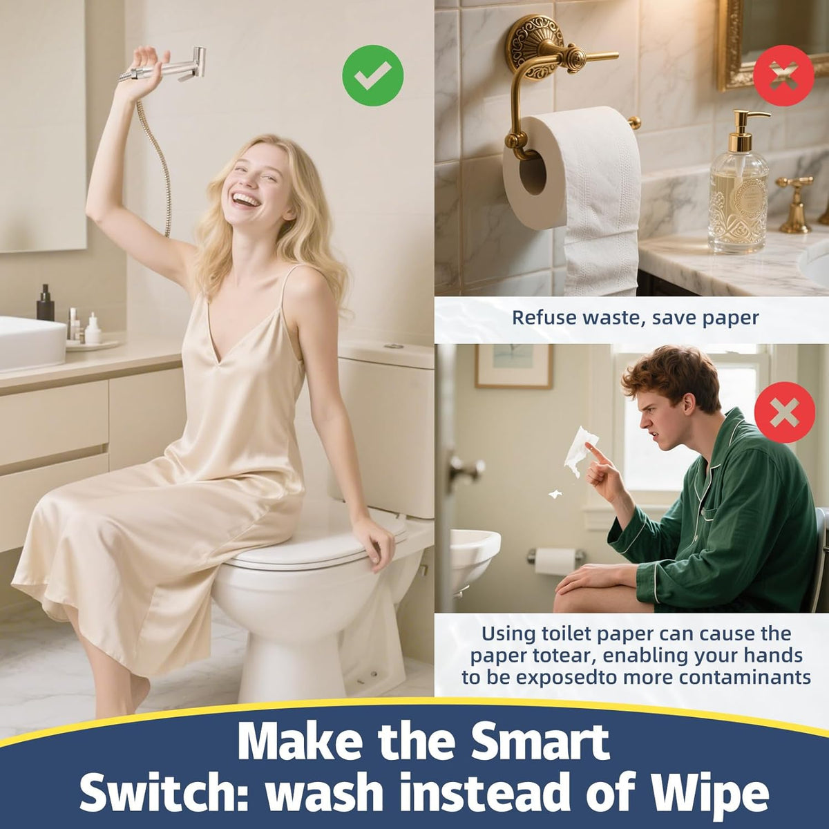 Handheld Bidet Sprayer for Toilet - Bidets for Existing Toilets Adjustable Water Pressure with
