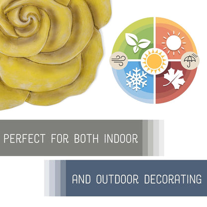 NAT & Jules Rose Flower Shaped Dimensional Indoor Outdoor 12 inch Cast Resin Decorative Garden