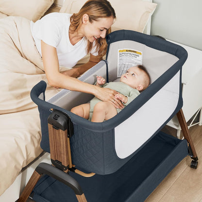 3 in 1 Baby Bassinet, Rocking Bassinets with Comfy Mattress and Wheels, Adjustable Height Bassinet