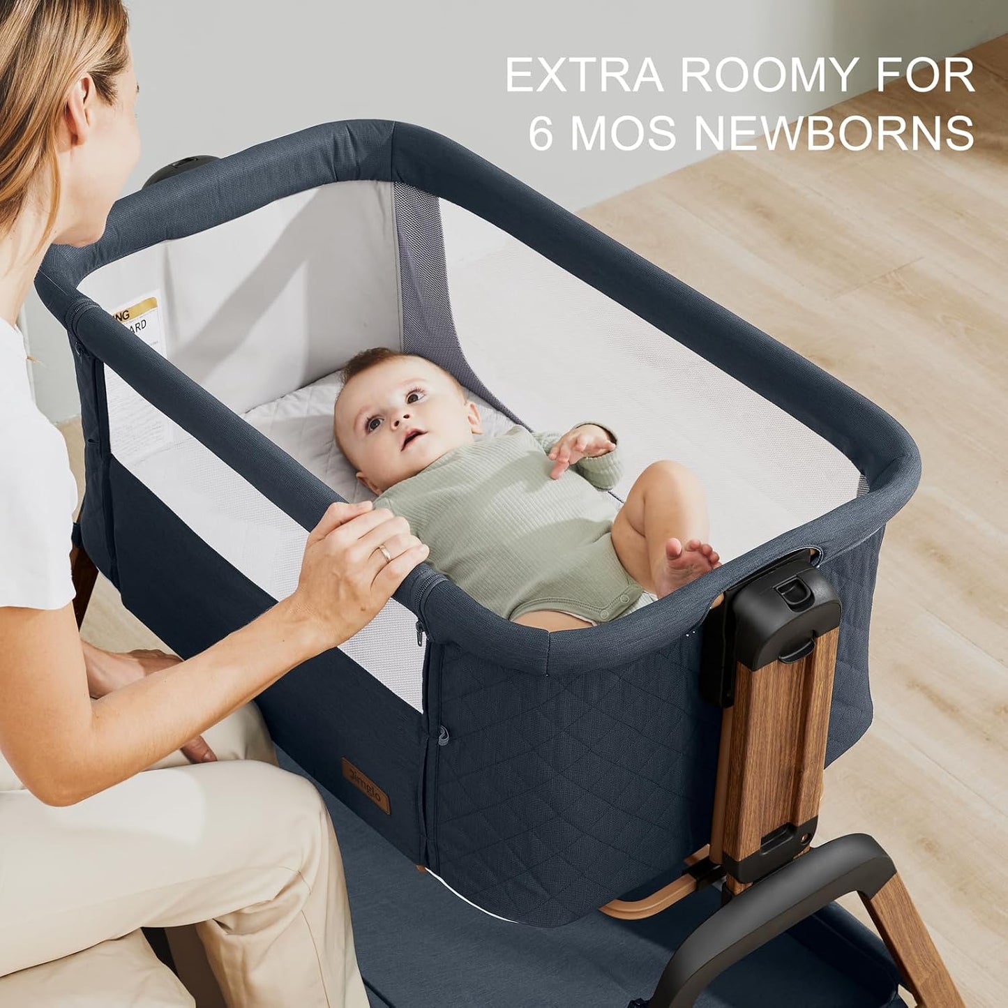 3 in 1 Baby Bassinet, Rocking Bassinets with Comfy Mattress and Wheels, Adjustable Height Bassinet