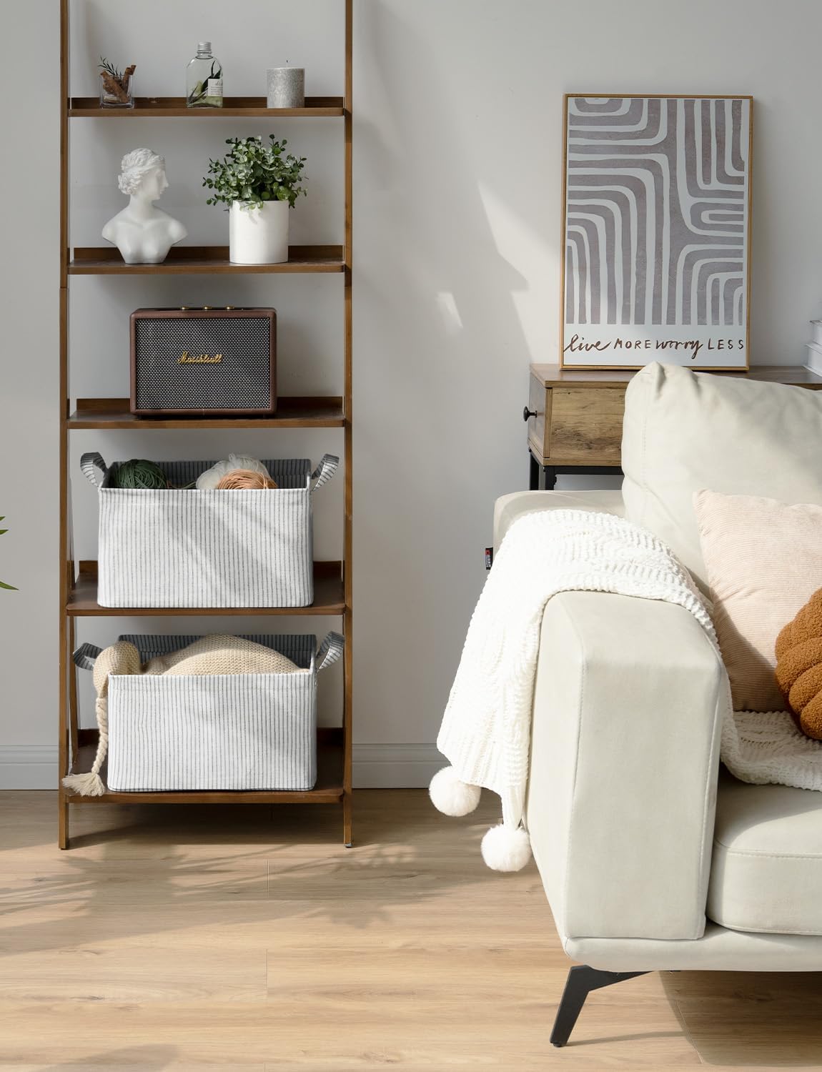 StorageWorks Storage Bins, Fabric Storage Bins for Shelves, Storage Baskets with Metal Frame