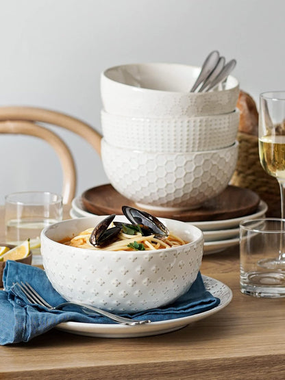 LE TAUCI Large Soup Bowl 42 OZ, Ceramic Kitchen Bowl Set for Soup, Pho, Chip, Pasta, Fruits, Salad