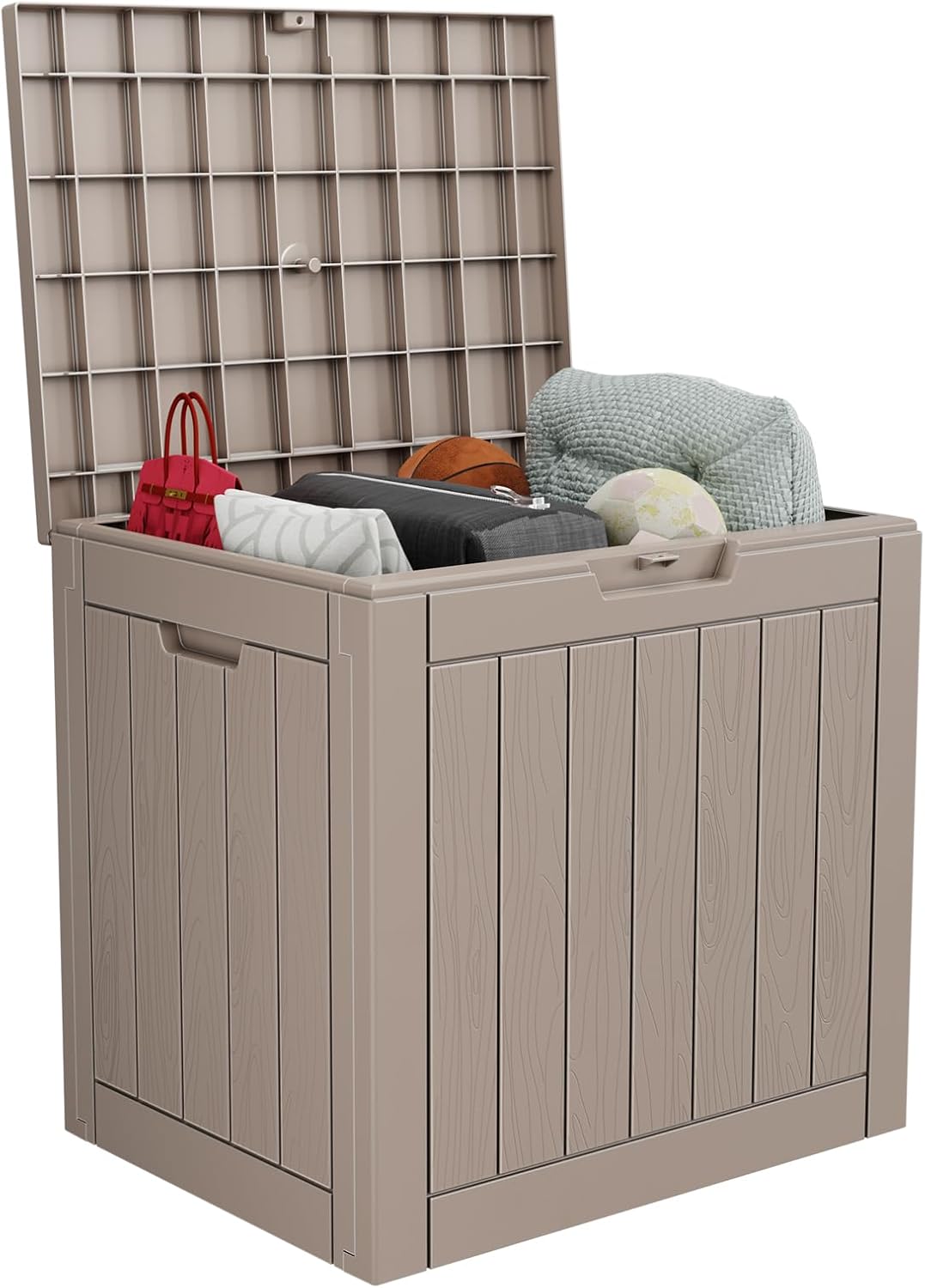 30 Gallon Resin Deck Box, Lockable Outdoor Storage Box for Patio Cushions Storage Furniture,Garden