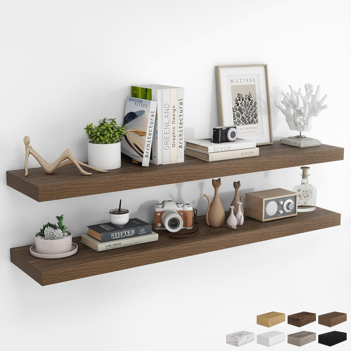 RICHFOCUS 55Inch Floating Shelves for Wall 2 Pack Shelves for Bedroom|Kitchen|Bathroom Wall Mounted