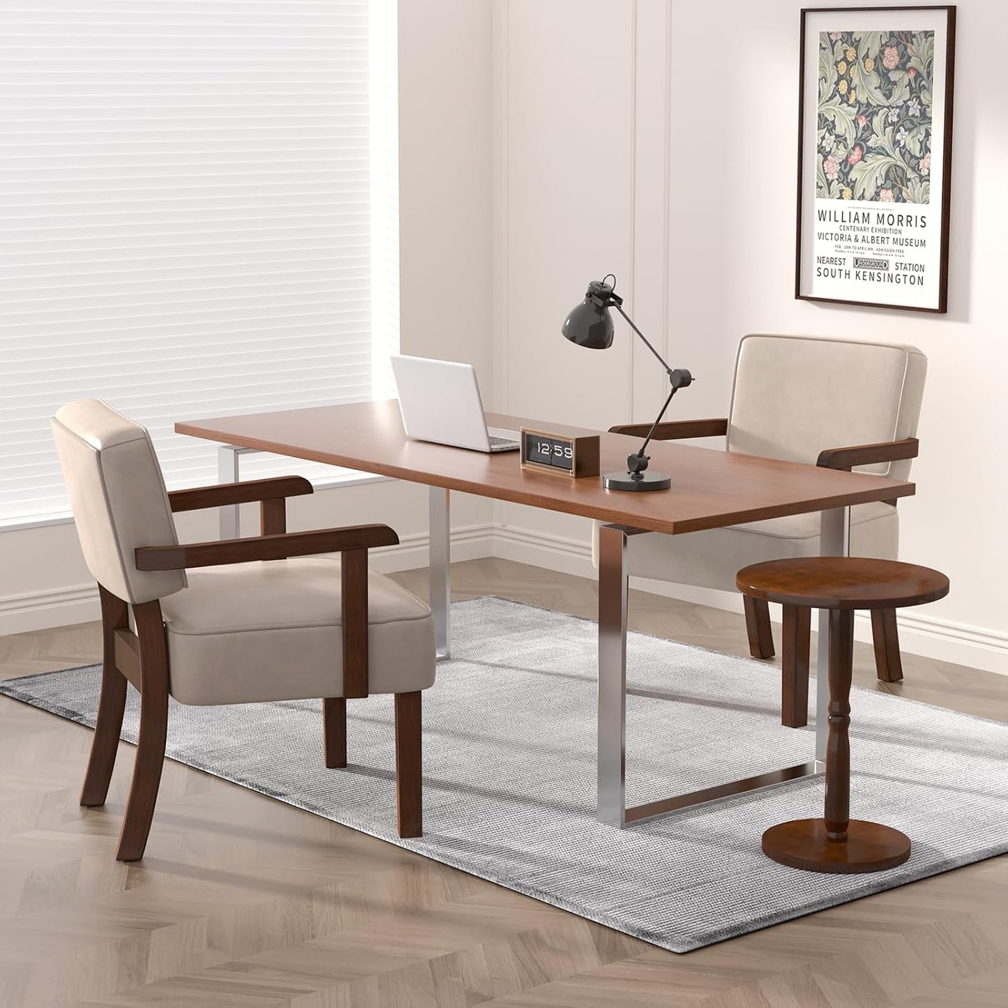 Accent Chair Set of 2 with Table, PU Leather Chair for Living Room Oversized Armchair with Soft