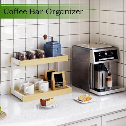 MARTY 2 Tier Spice Rack Organizer for Countertop, 15.8''L Coffee Station/Bathroom Organizer