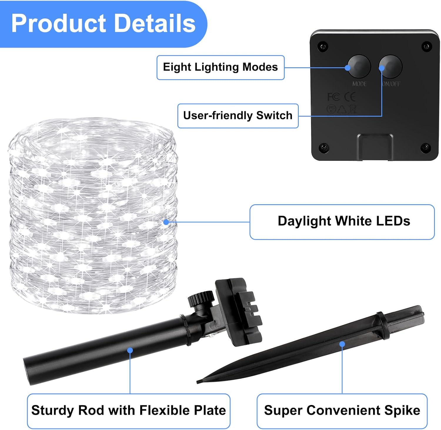 Brightever Outdoor String Lights Solar Powered, 2-Pack Total 80FT 200LED Solar Fairy Lights for