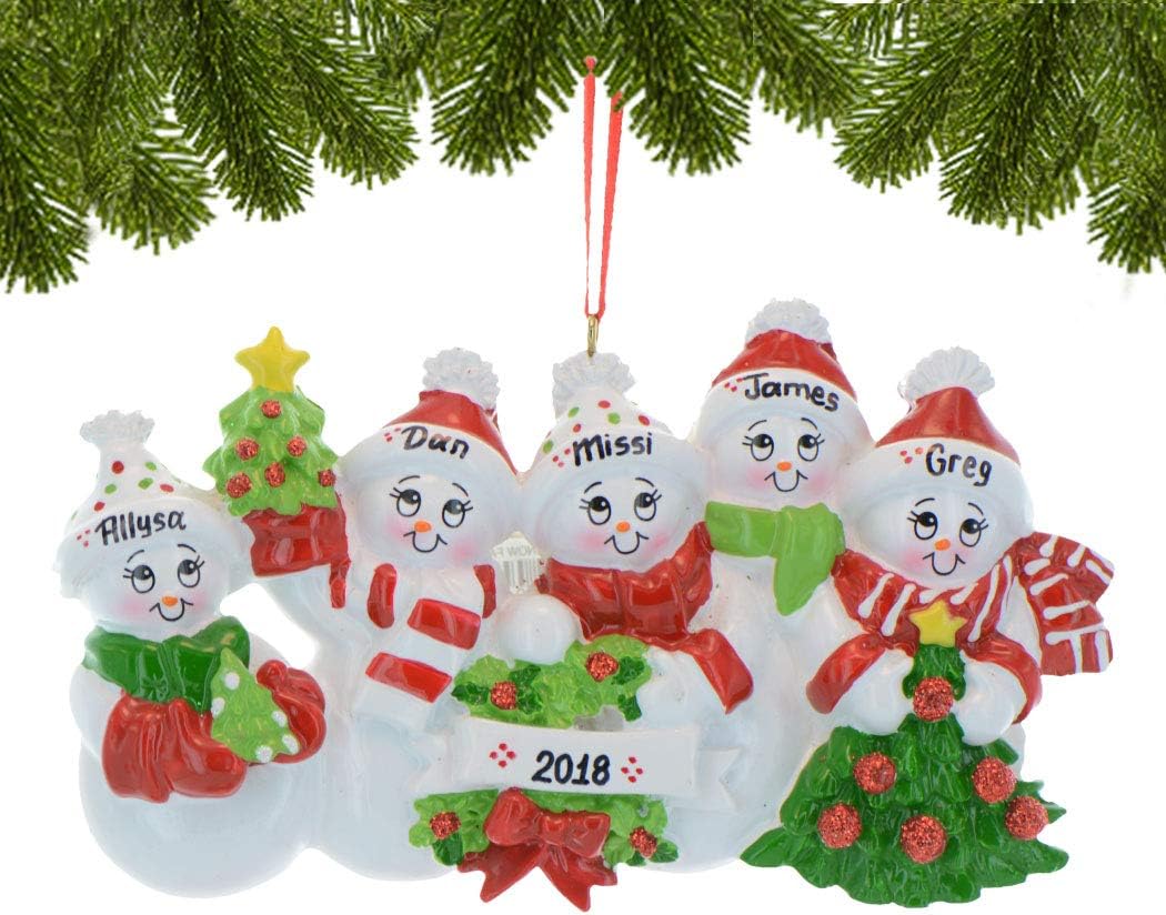 3D Snowman Family of 5 Ornament 2025 Personalized Family Christmas Ornaments 2025 | Snow People