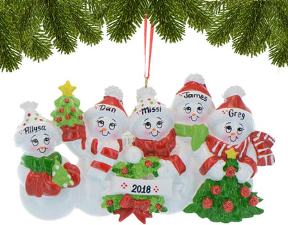 3D Snowman Family of 5 Ornament 2025 Personalized Family Christmas Ornaments 2025 | Snow People