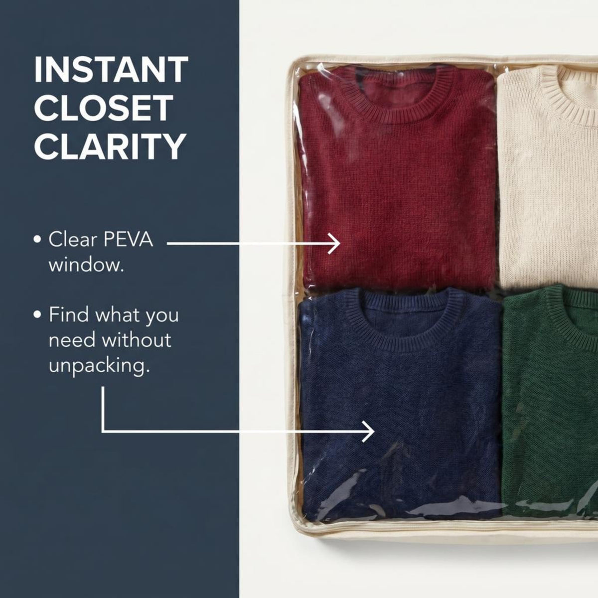 Household Essentials Canvas Sweater Storage Bags 2 Pack, Breathable Under Bed & Closet Organizer
