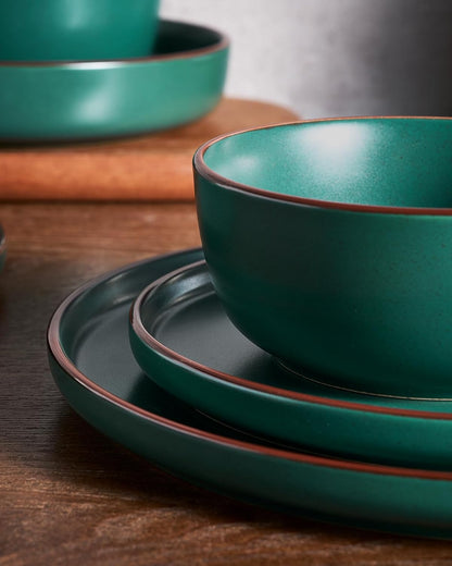 Famiware Mercury Plates and Bowls Sets, 12 Pieces Stoneware Dinnerware Sets, Dishes Set for 4