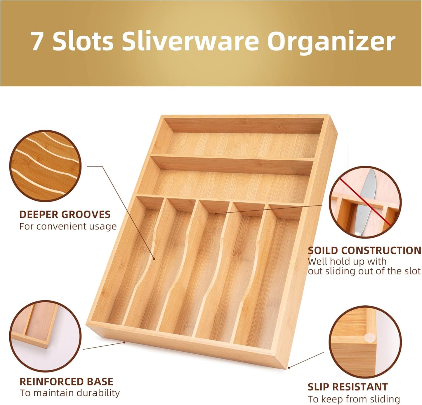 Silverware Organizer Kitchen Drawer Organizer Utensil Organizer Bamboo Silverware Holder Cutlery