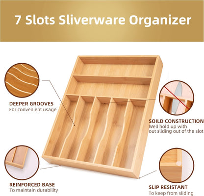 Silverware Organizer Kitchen Drawer Organizer Utensil Organizer Bamboo Silverware Holder Cutlery