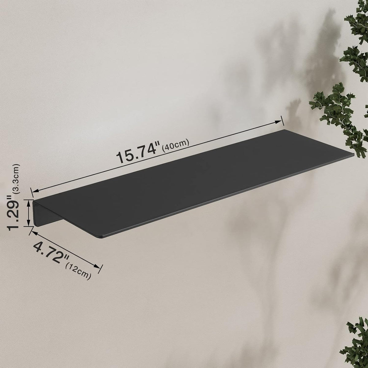 JOOM Black Floating Shelves for Wall Storage, Metal Wall Shelves for Living Room, Bathroom
