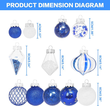 Christmas Ball Ornaments Set, 34PCS Clear Plastic Shatterproof Christmas Ornaments for Xmas Tree