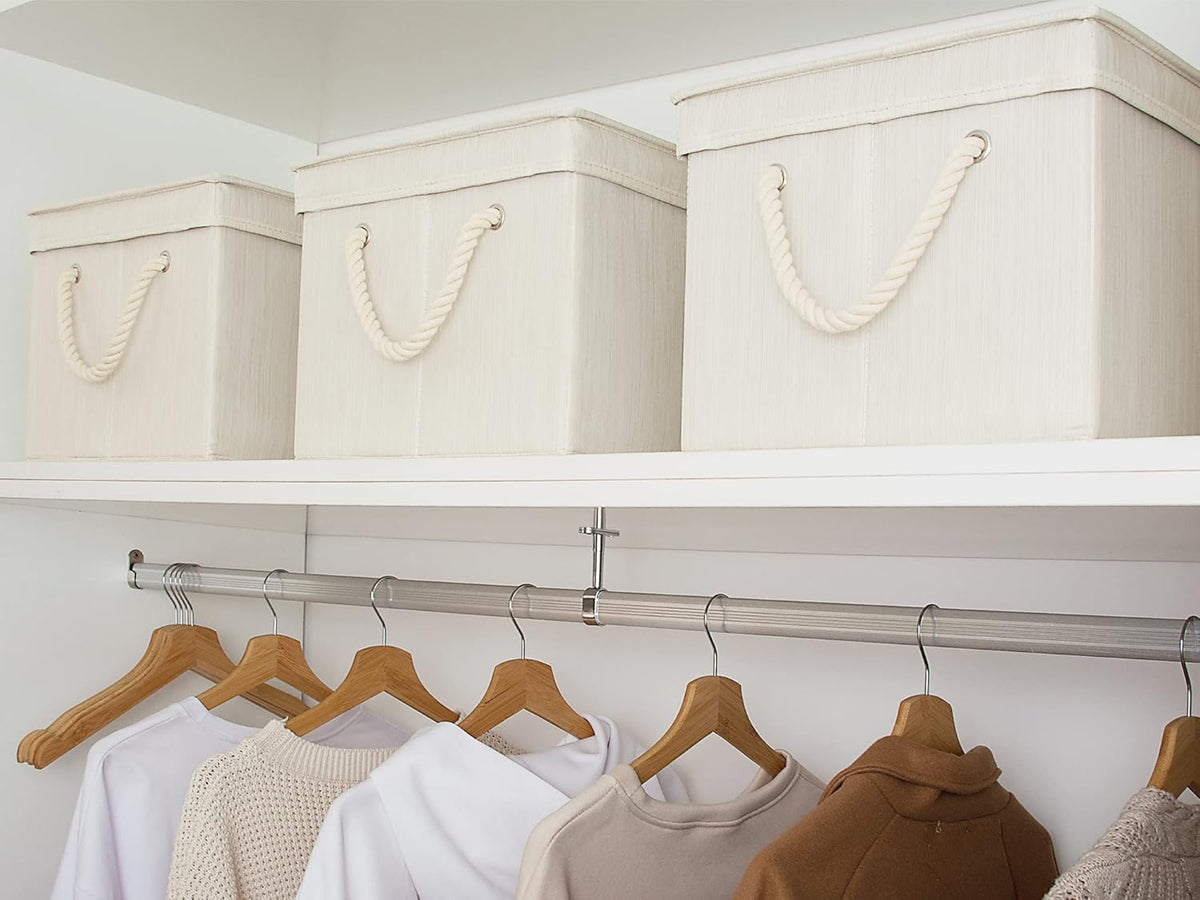 StorageWorks Storage Bins with Lids, Decorative Storage Boxes with Lid and Soft Rope Handles