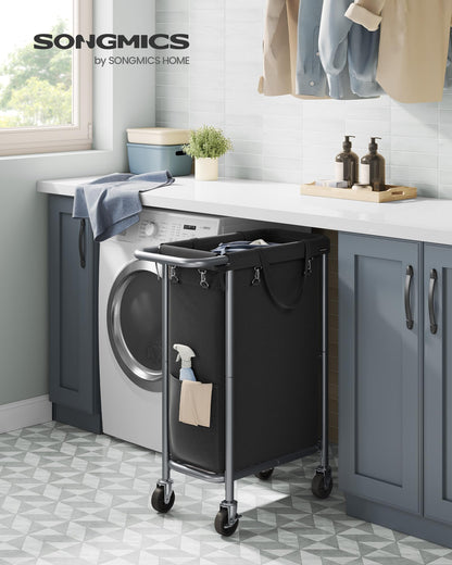 SONGMICS Laundry Basket with Wheels, Rolling Laundry Hamper, 23.8 Gallons (90 L), Removable Liner