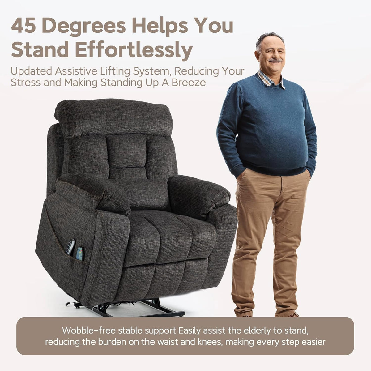 Lazy Boy Recliner Chair with Heated and Massage, 4 Motor Headrest, Lumbar Independent Adjustment