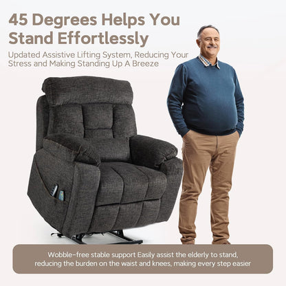 Lazy Boy Recliner Chair with Heated and Massage, 4 Motor Headrest, Lumbar Independent Adjustment