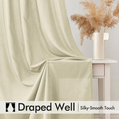 MIULEE Cream Beige Privacy Sheer Curtains That Let Light in 84 Inches Long Non-See-Through Semi