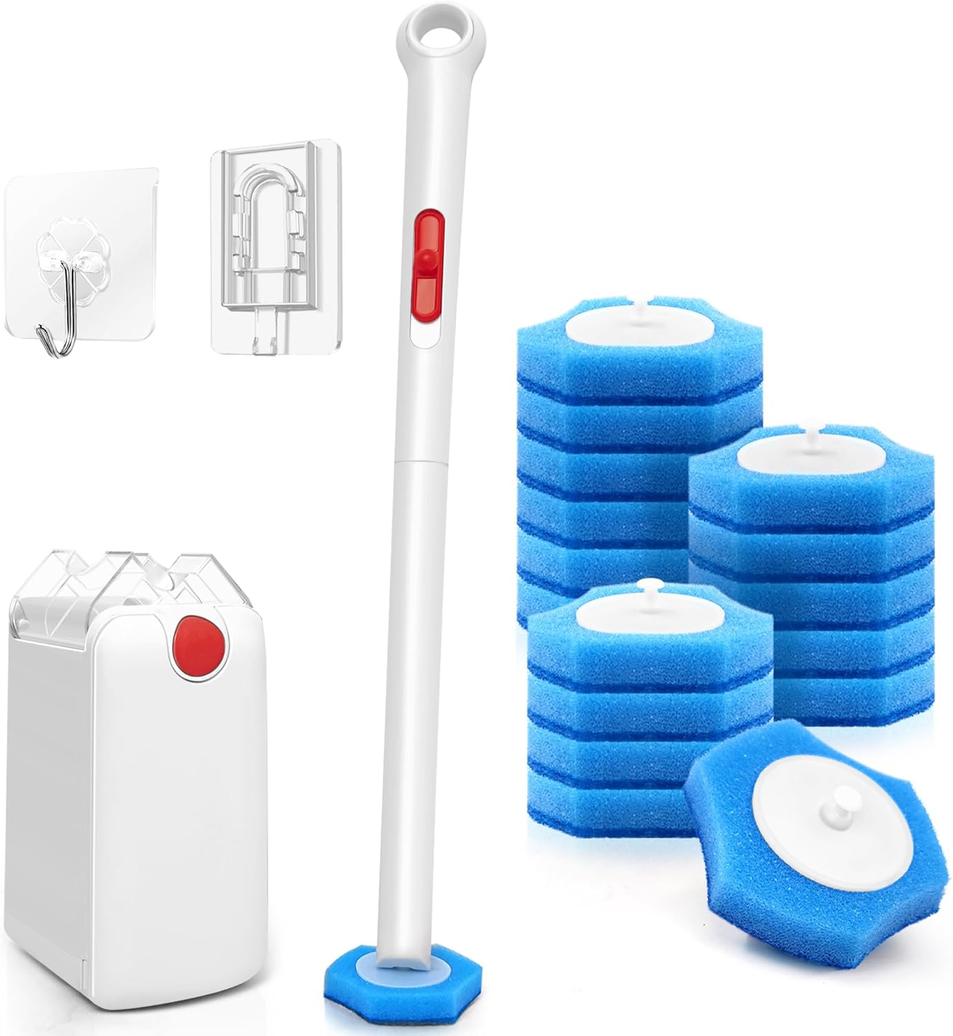 JEHONN Disposable Toilet Bowl Cleaner Wand with Upgraded Clamping System, Wall Mounted Bathroom