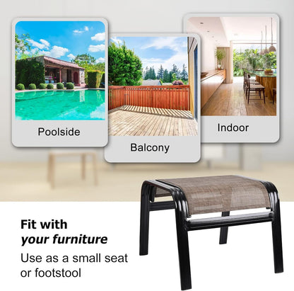 Patio Ottoman Outdoor Footstools Assembled Aluminum Footrest Small Seat for Balcony,Backyard 2 Pack
