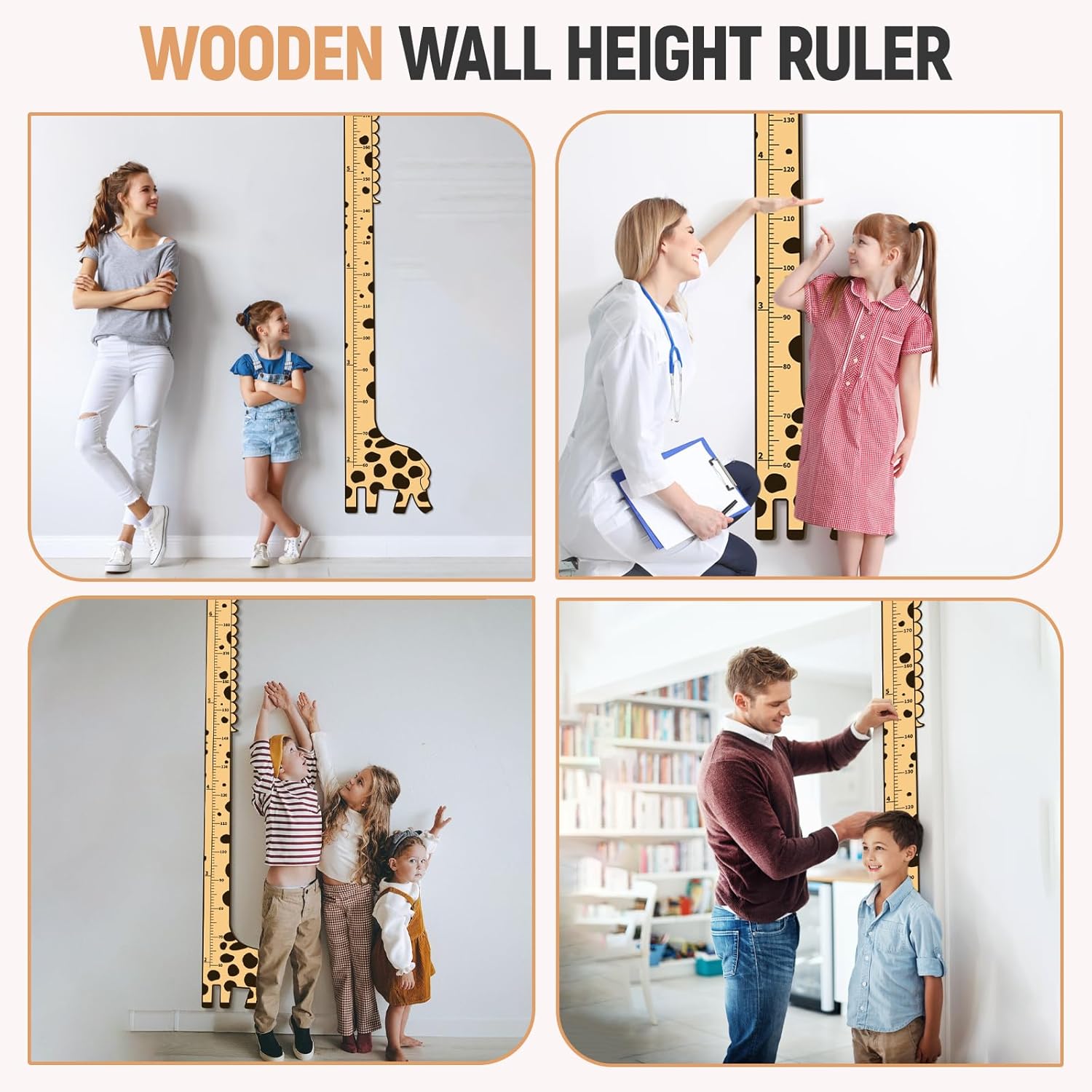 Wooden Growth Chart for Kids,Giraffe Height Chart for Boy Girls,Measuring Board for Kids Height,for