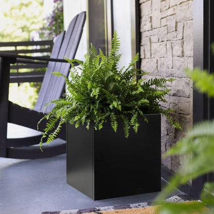 Galvanized Steel Black Planter Box Square 27.6 in Metal Large Planter Box Outdoor Indoor Huge Cube