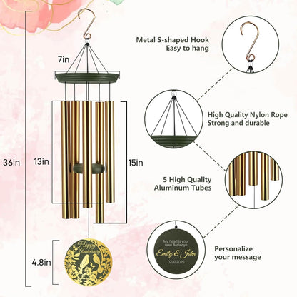 ASTARIN Happy Anniversary Wind Chimes Personalized, Deep Tone Wind Chimes for Memory Day, for