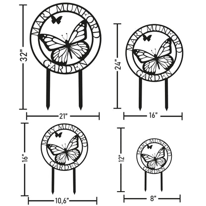 Custom Butterfly Metal Garden Sign with Stakes, Metal Yard Art, Personalized Butterfly Home Garden