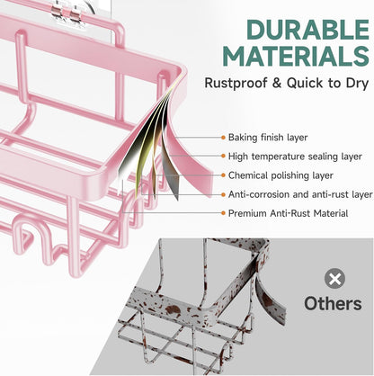 Veken Rustproof & Waterproof Shower Caddy 6-Pack, No Drilling Adhesive Shelves Rack with Soap