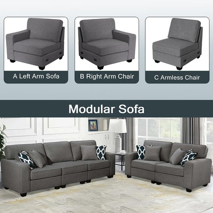 L Lengend Vansen Modular Sectional Sofa U Shaped Couch with Ottoman Modern Reversible Corner