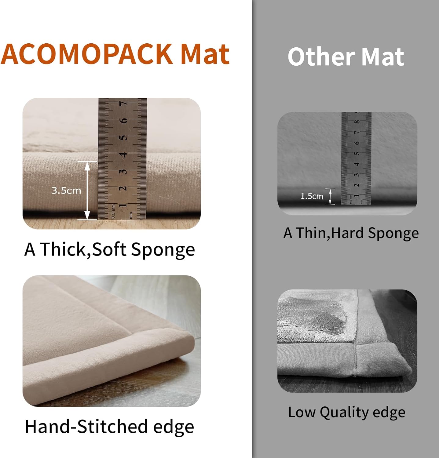 ACOMOPACK Baby Play Mat for Floor,1.3" Thick Memory Foam Area Rug for Living Room,Soft Velvet
